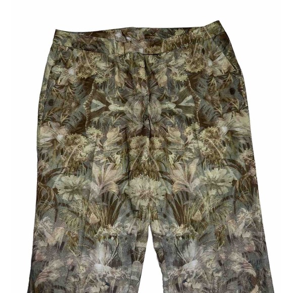 Floral Rayon Blend Pants Women's 4 Green Multi Allover Flower Print - Picture 10 of 16